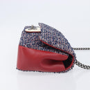 CHANEL Matelasse 25 Chain Shoulder Bag Tweed Navy Silver CC Auth 208214SAM-4