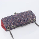 CHANEL Matelasse 25 Chain Shoulder Bag Tweed Navy Silver CC Auth 208214SAM-6