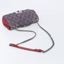 CHANEL Matelasse 25 Chain Shoulder Bag Tweed Navy Silver CC Auth 208214SAM-7