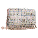 CHANEL Chain Shoulder Bag Tweed Pink Gold CC Auth 208216SAM-1
