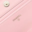 CHANEL Chain Shoulder Bag Tweed Pink Gold CC Auth 208216SAM-19