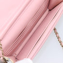 CHANEL Chain Shoulder Bag Tweed Pink Gold CC Auth 208216SAM-22
