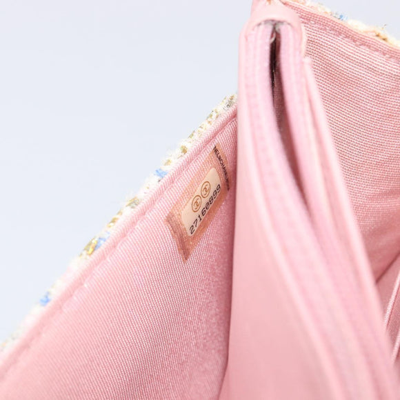 CHANEL Chain Shoulder Bag Tweed Pink Gold CC Auth 208216SAM