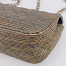 CHANEL Chain Matelasse Shoulder Bag Canvas Multicolor Gold CC Auth 208217M-12