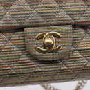 CHANEL Chain Matelasse Shoulder Bag Canvas Multicolor Gold CC Auth 208217M-14