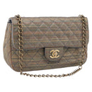 CHANEL Chain Matelasse Shoulder Bag Canvas Multicolor Gold CC Auth 208217M-1