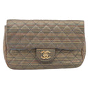 CHANEL Chain Matelasse Shoulder Bag Canvas Multicolor Gold CC Auth 208217M-2