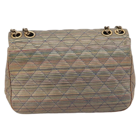 CHANEL Chain Matelasse Shoulder Bag Canvas Multicolor Gold CC Auth 208217M