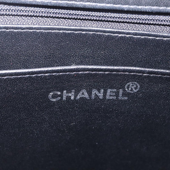 CHANEL Chain Hand Bag Patent leather Black Silver CC Auth 208219A