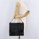 CHANEL Chain Hand Bag Patent leather Black Silver CC Auth 208219A-27