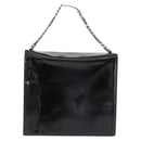 CHANEL Chain Hand Bag Patent leather Black Silver CC Auth 208219A-2