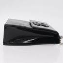 CHANEL Chain Hand Bag Patent leather Black Silver CC Auth 208219A-3