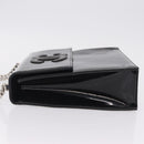 CHANEL Chain Hand Bag Patent leather Black Silver CC Auth 208219A-4
