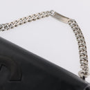 CHANEL Chain Hand Bag Patent leather Black Silver CC Auth 208219A-14