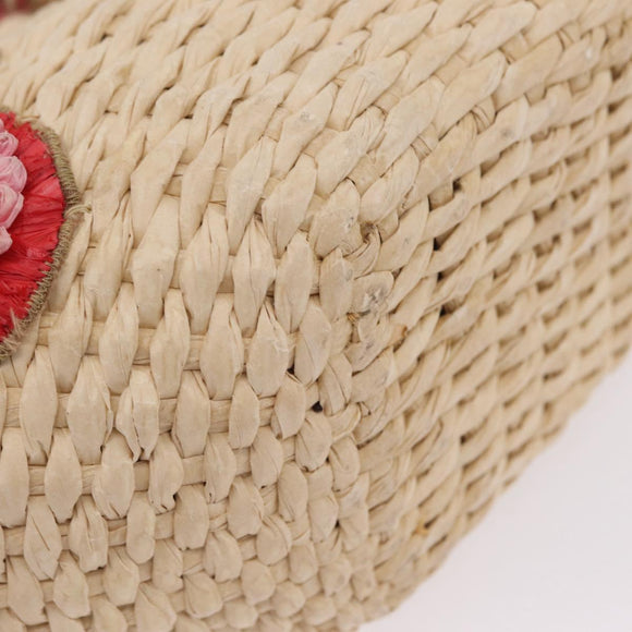 Miu Miu Bamboo Hand Bag Raffia Pink Gold Auth 208220A