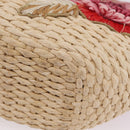 Miu Miu Bamboo Hand Bag Raffia Pink Gold Auth 208220A-12