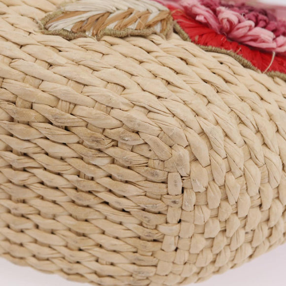 Miu Miu Bamboo Hand Bag Raffia Pink Gold Auth 208220A