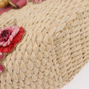 Miu Miu Bamboo Hand Bag Raffia Pink Gold Auth 208220A-13