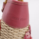 Miu Miu Bamboo Hand Bag Raffia Pink Gold Auth 208220A-15