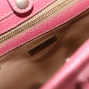Miu Miu Bamboo Hand Bag Raffia Pink Gold Auth 208220A-16