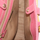 Miu Miu Bamboo Hand Bag Raffia Pink Gold Auth 208220A-18