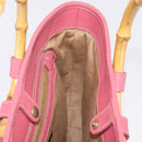 Miu Miu Bamboo Hand Bag Raffia Pink Gold Auth 208220A-19