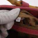 Miu Miu Bamboo Hand Bag Raffia Pink Gold Auth 208220A-23