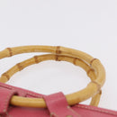 Miu Miu Bamboo Hand Bag Raffia Pink Gold Auth 208220A-8