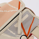 CHANEL Cruise Line Hand Bag Canvas Beige Silver CC Auth 208221A-15