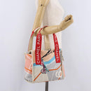 CHANEL Cruise Line Hand Bag Canvas Beige Silver CC Auth 208221A-24