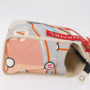 CHANEL Cruise Line Hand Bag Canvas Beige Silver CC Auth 208221A-4
