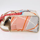 CHANEL Cruise Line Hand Bag Canvas Beige Silver CC Auth 208221A-5