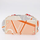 CHANEL Cruise Line Hand Bag Canvas Beige Silver CC Auth 208221A-9
