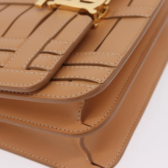 BURBERRY Shoulder Bag Leather Beige Gold Auth 208225V