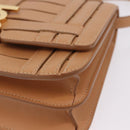BURBERRY Shoulder Bag Leather Beige Gold Auth 208225V-14