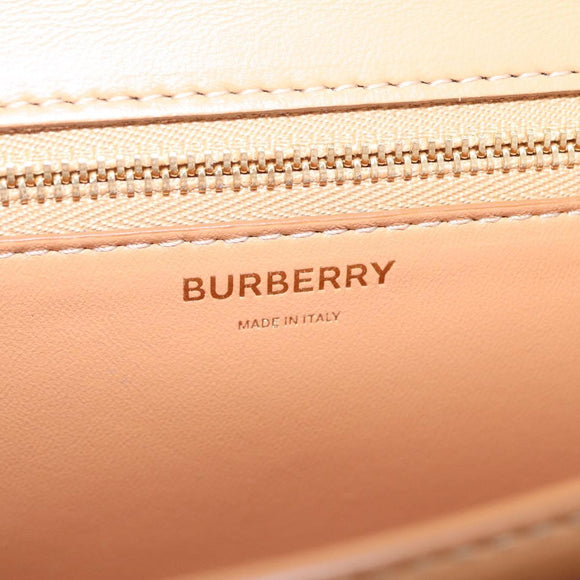 BURBERRY Shoulder Bag Leather Beige Gold Auth 208225V