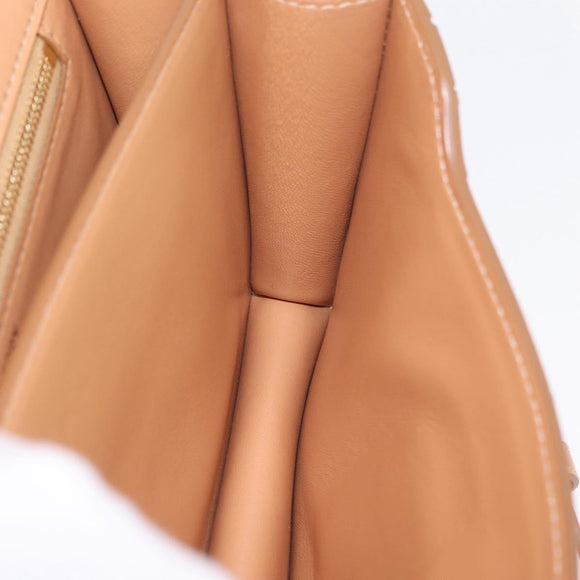 BURBERRY Shoulder Bag Leather Beige Gold Auth 208225V