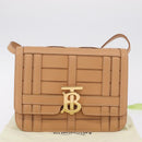 BURBERRY Shoulder Bag Leather Beige Gold Auth 208225V-32