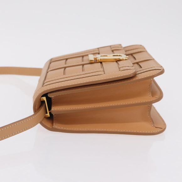 BURBERRY Shoulder Bag Leather Beige Gold Auth 208225V