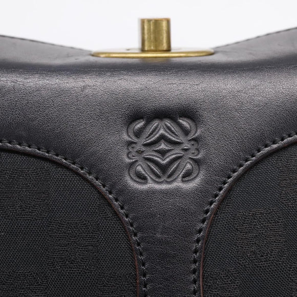 LOEWE Shoulder Bag Leather Black Gold Auth 208228V
