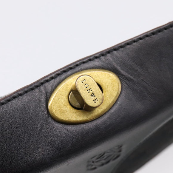 LOEWE Shoulder Bag Leather Black Gold Auth 208228V