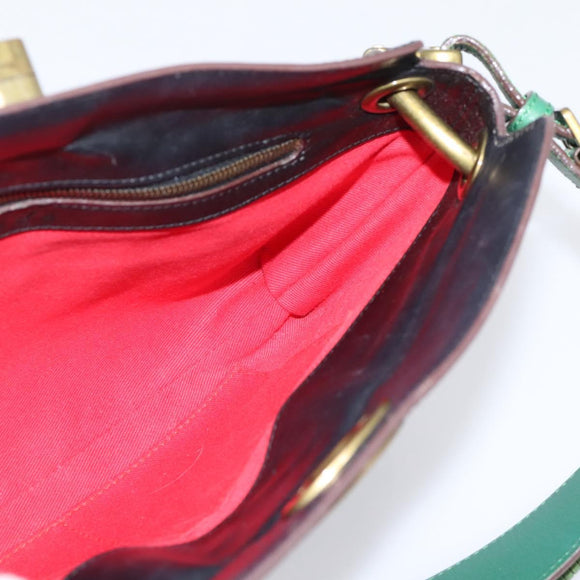 LOEWE Shoulder Bag Leather Black Gold Auth 208228V