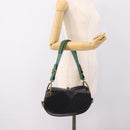 LOEWE Shoulder Bag Leather Black Gold Auth 208228V-30