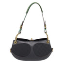 LOEWE Shoulder Bag Leather Black Gold Auth 208228V-2