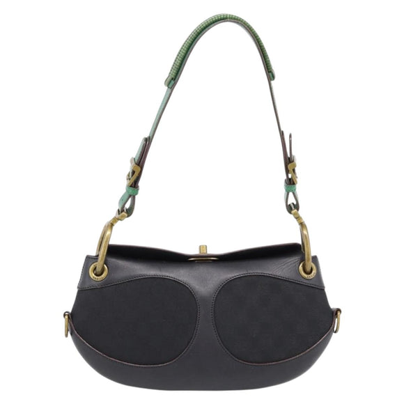 LOEWE Shoulder Bag Leather Black Gold Auth 208228V