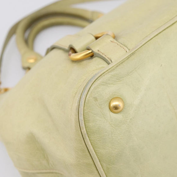 Miu Miu Hand Bag Vitellolux 2way Beige Gold Auth 208229A