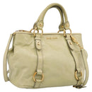 Miu Miu Hand Bag Vitellolux 2way Beige Gold Auth 208229A-1