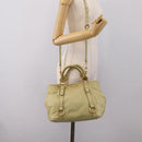 Miu Miu Hand Bag Vitellolux 2way Beige Gold Auth 208229A-29