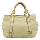 Miu Miu Hand Bag Vitellolux 2way Beige Gold Auth 208229A-2