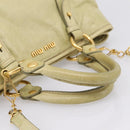 Miu Miu Hand Bag Vitellolux 2way Beige Gold Auth 208229A-7